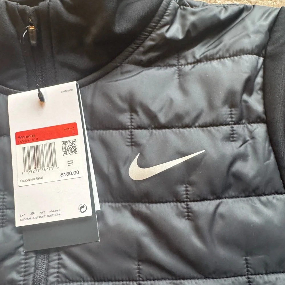 Nike Jacket Women L Black Therma-FIT Running Full Zip Thermal Puffer DD6061-010 - Picture 3 of 6